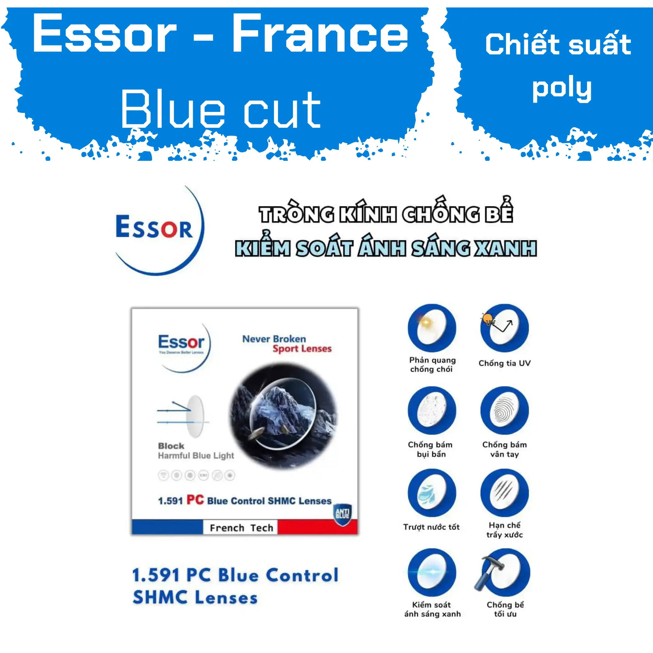 ESSOR EP Polycarbonate Jelly Series PC Blue Control Photo Jelly Lenses 1.59 — Image 1