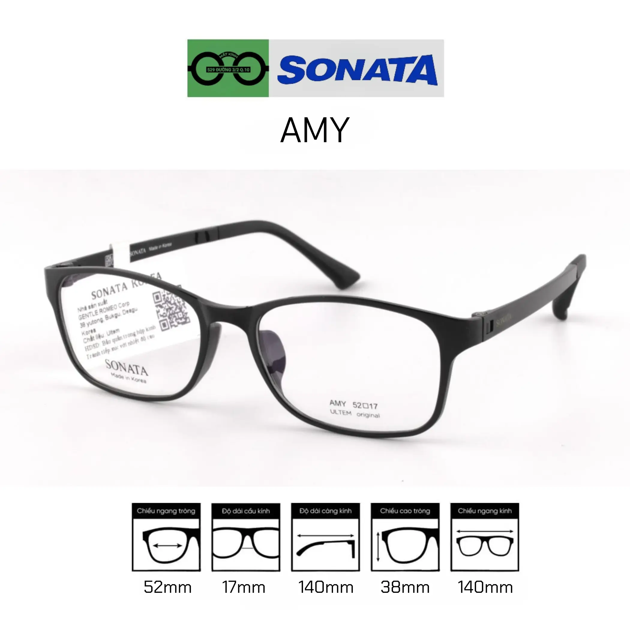Gọng kính SONATA AMY_C11_52 Chính Hãng — Hình 1