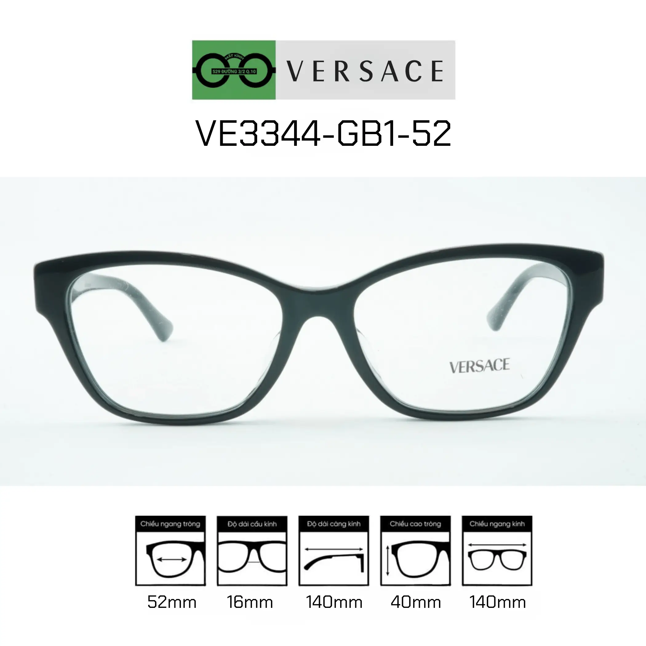 Versace™ VE3344 GB1 52 - Black Eyewear Frame — Thumbnail 2