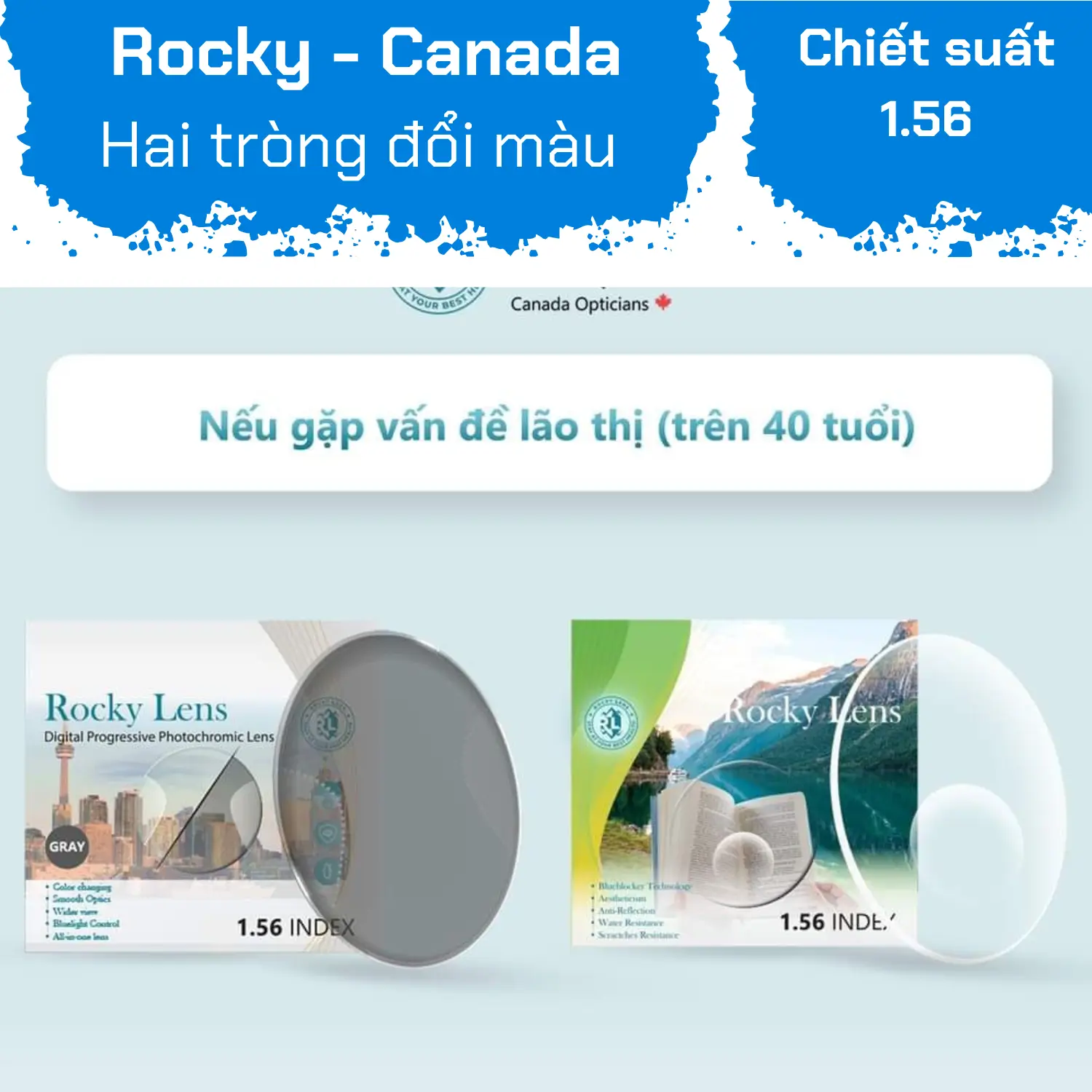 HAI TRÒNG _ ROCKY ĐỔI MÀU BLUE UV 1.56 — Hình 1