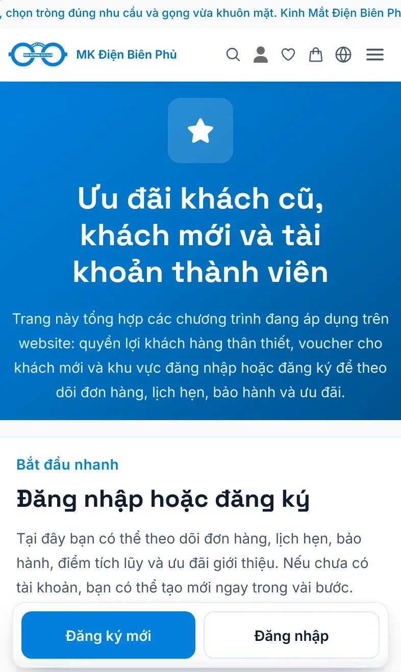 Trang Tài khoản khi chưa đăng nhập