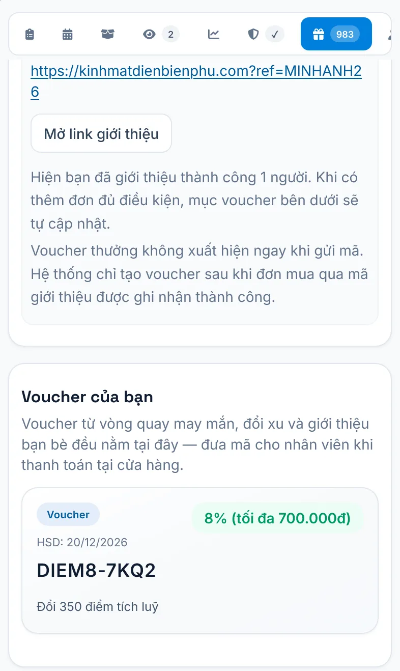 Mã giới thiệu và voucher của bạn