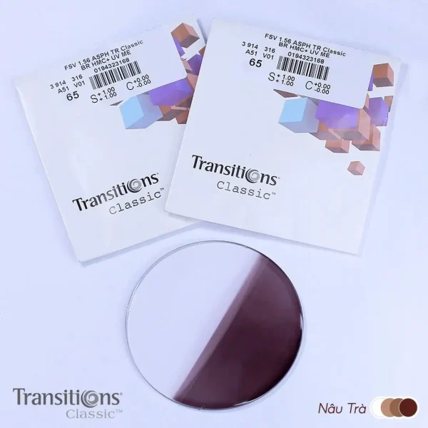 Tròng kính đổi màu Essilor Transitions Classic 1.56 Màu Nâu Trà - Hình ảnh 3