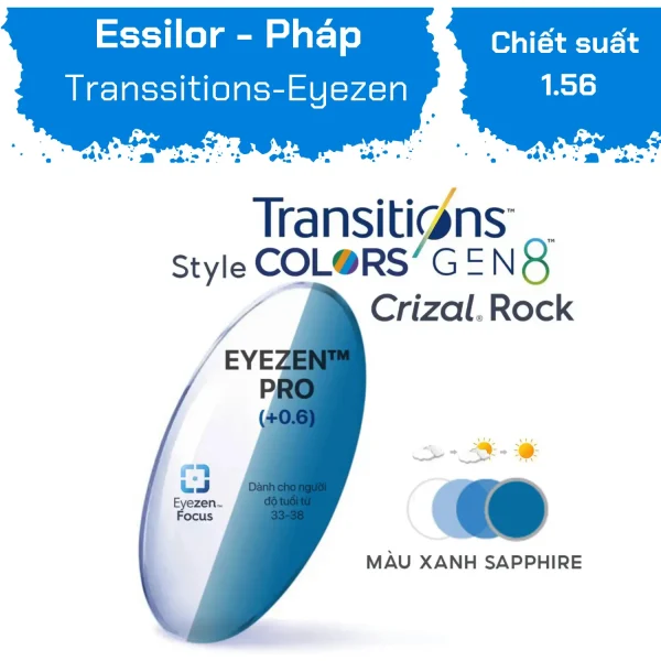 Tròng  Eyezen Pro Transitions 8 Crizal Rock 1.50 - Hình ảnh 4