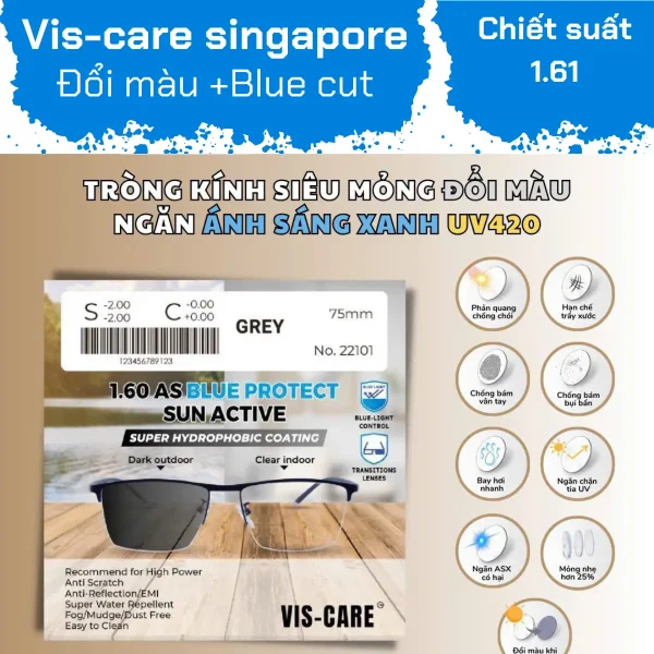 Tròng Kính Đổi Màu Singapore Vis-Care 1.60 AS