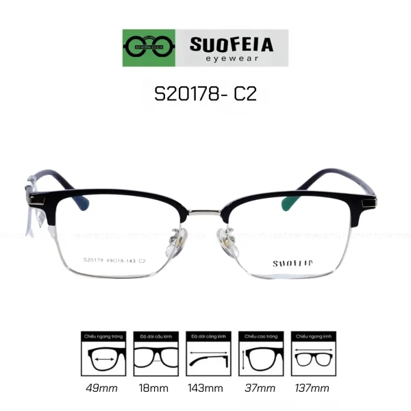 GỌNG SUOFEIA S20178 - C2 NHỰA TR90 và Titanium - Hình ảnh 2