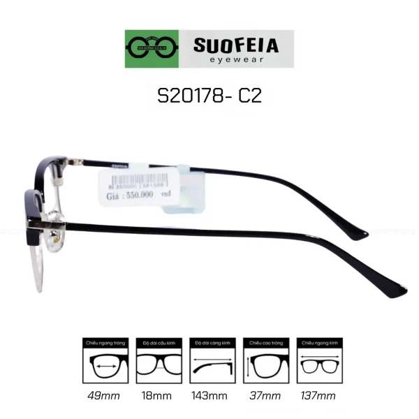 GỌNG SUOFEIA S20178 - C2 NHỰA TR90 và Titanium - Hình ảnh 3
