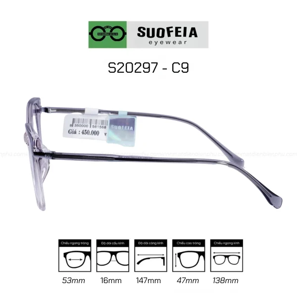 GỌNG SUOFEIA ST20297 - C9 NHỰA TR90 và Titanium - Hình ảnh 3