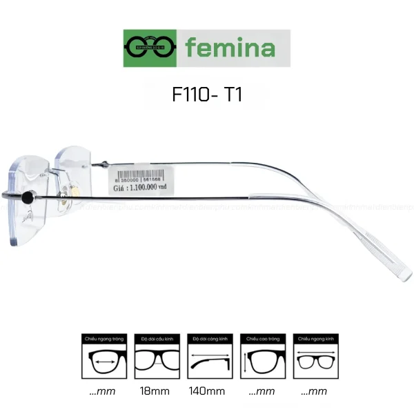 Gọng Kính Khoan Femina F110-T1 - Hình ảnh 2